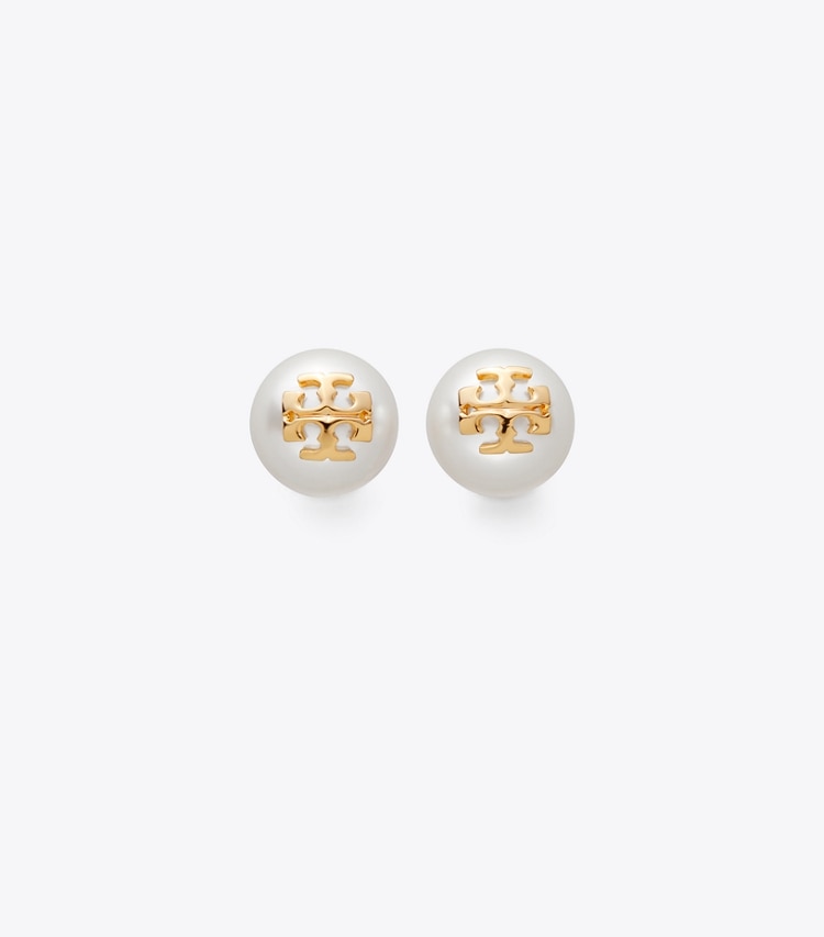 TORY BURCH KIRA PEARL STUD EARRING - Ivory/Tory Gold