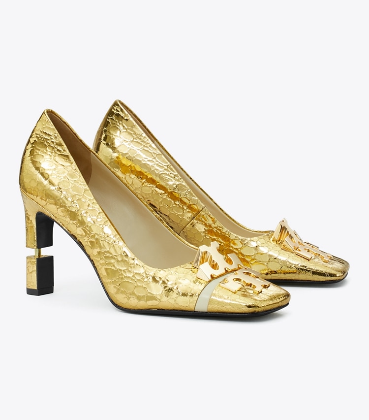 TORY BURCH SPLIT DOUBLE T PUMP - Gold - Click Image to Close