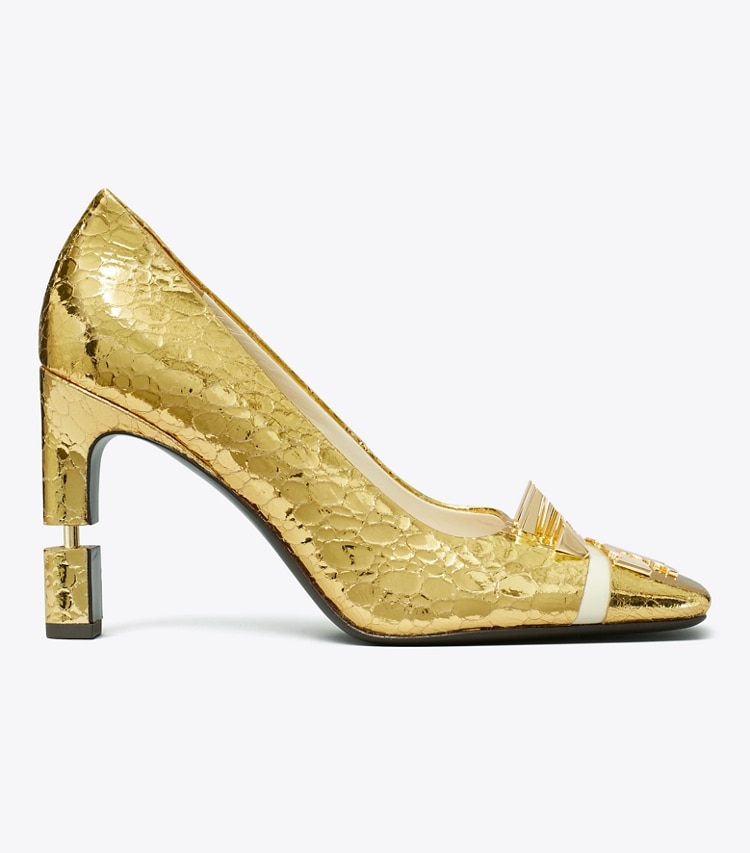 TORY BURCH SPLIT DOUBLE T PUMP - Gold