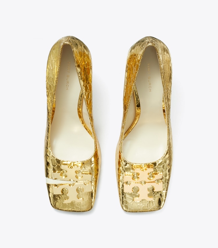 TORY BURCH SPLIT DOUBLE T PUMP - Gold