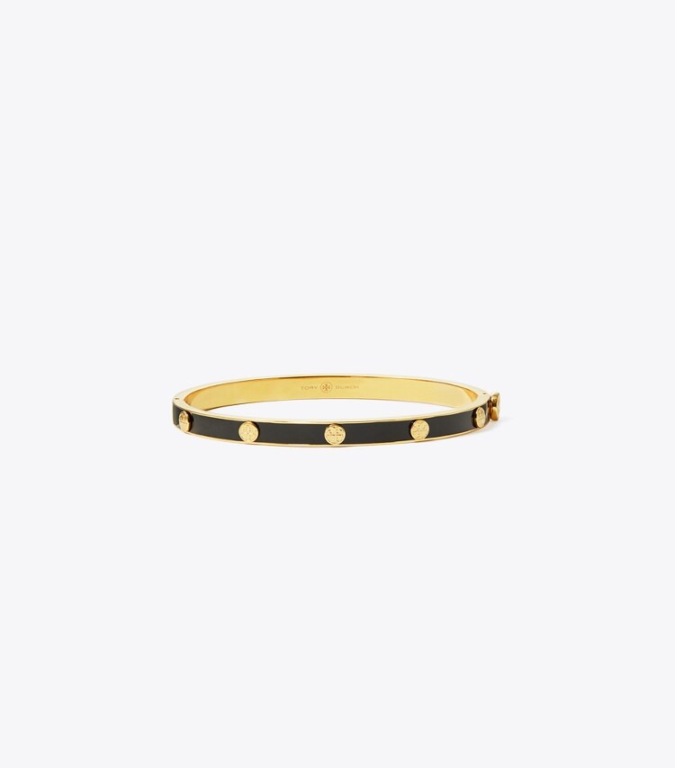 TORY BURCH MILLER STUD 5MM ENAMEL HINGE BRACELET - Tory Gold / Black