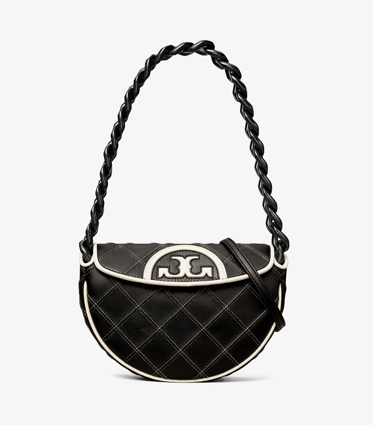 TORY BURCH MINI FLEMING SOFT CRESCENT BAG - Black