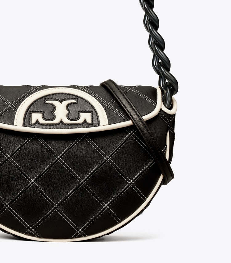 TORY BURCH MINI FLEMING SOFT CRESCENT BAG - Black