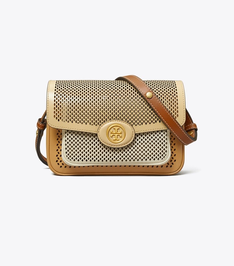 TORY BURCH ROBINSON PERFORATED COLOR-BLOCK CONVERTIBLE SHOULDER BAG - Multi