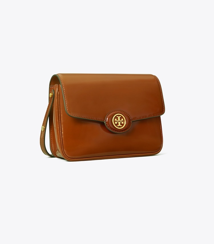 TORY BURCH ROBINSON SPAZZOLATO CONVERTIBLE SHOULDER BAG - Dark Sienna - Click Image to Close