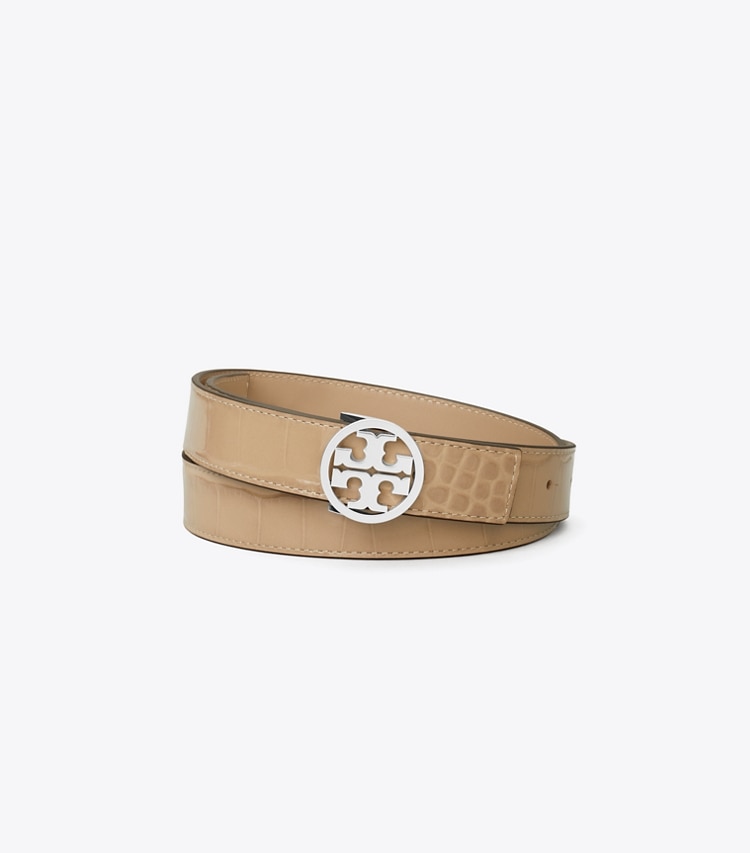 TORY BURCH 1"MILLER CROC BELT - Terre / Silver - Click Image to Close