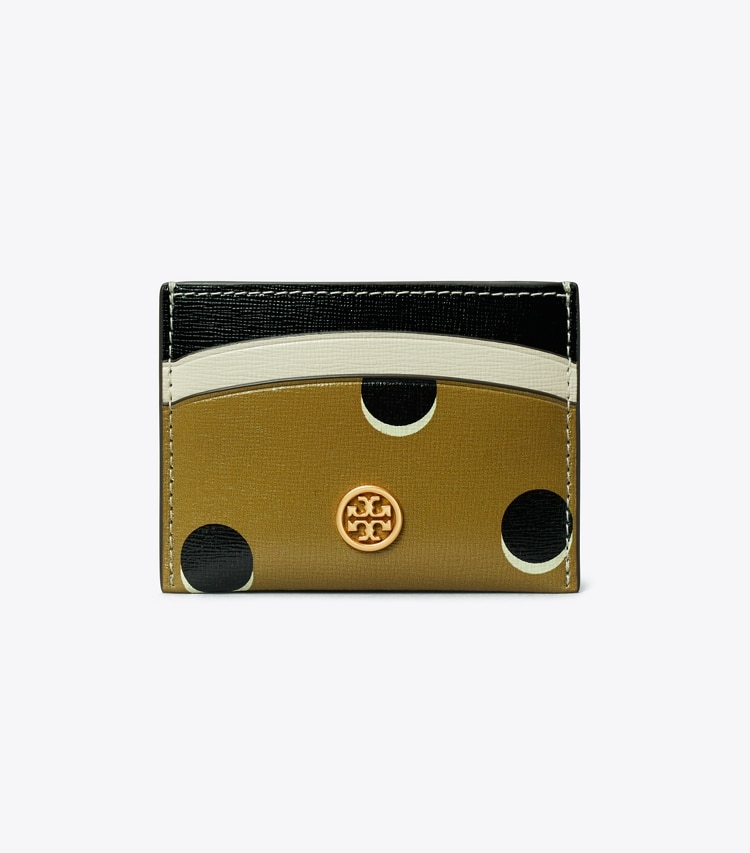 TORY BURCH ROBINSON DOTTED CARD CASE - Taupe Loop Dot