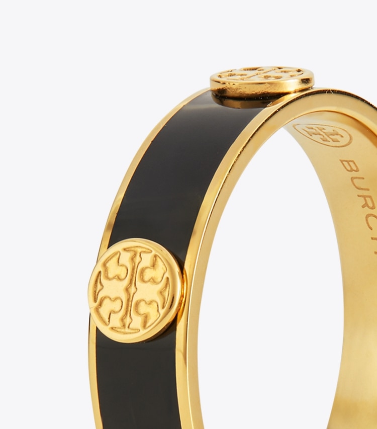 TORY BURCH MILLER STUD ENAMEL RING - Tory Gold / Black