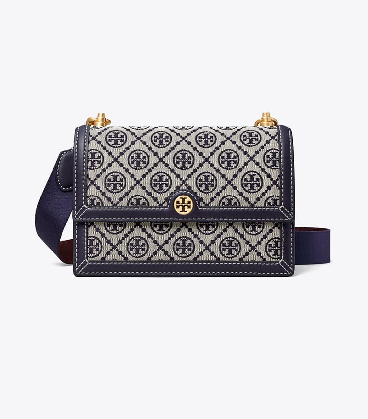 TORY BURCH SMALL T MONOGRAM SHOULDER BAG - Tory Navy