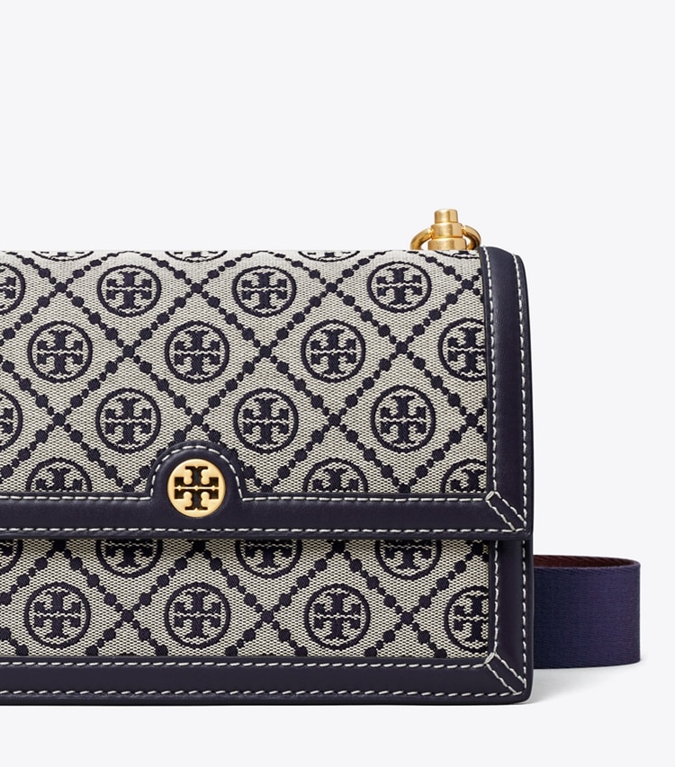 TORY BURCH SMALL T MONOGRAM SHOULDER BAG - Tory Navy