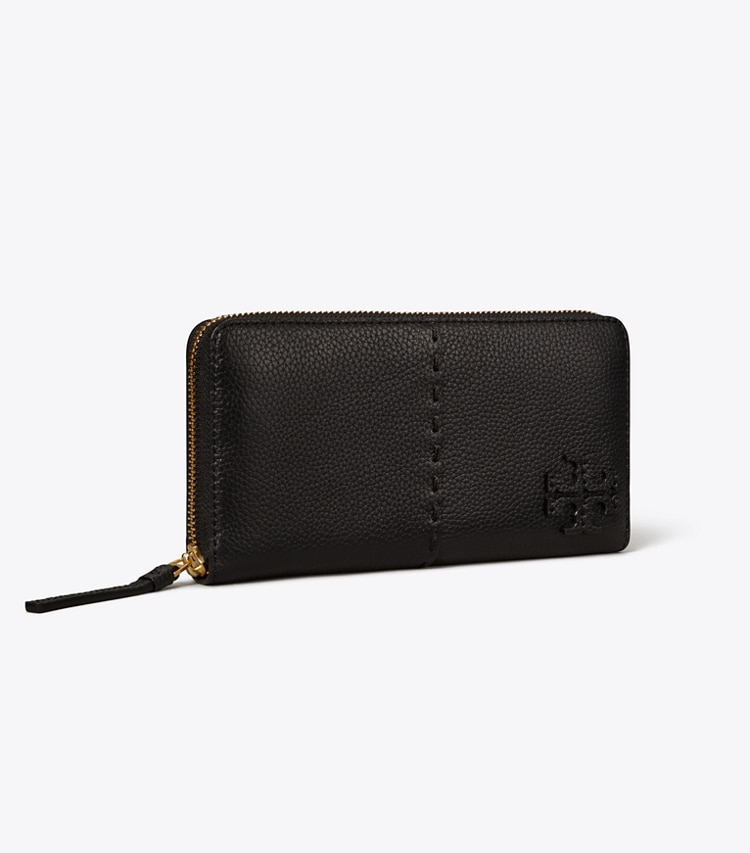 TORY BURCH MCGRAW ZIP CONTINENTAL WALLET - Black - Click Image to Close