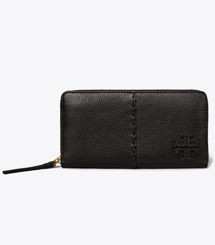 TORY BURCH MCGRAW ZIP CONTINENTAL WALLET - Black