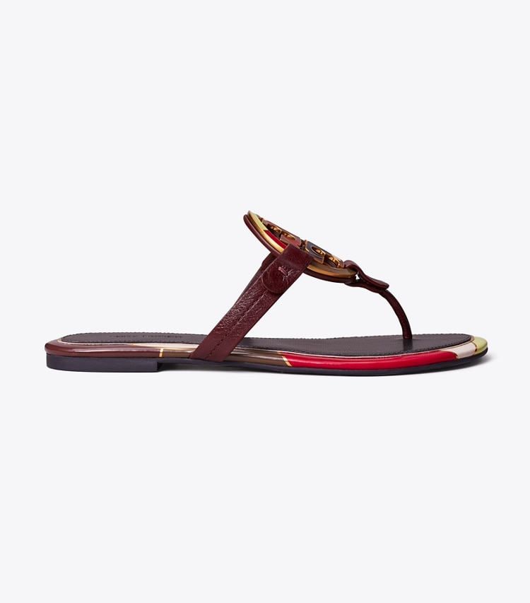 TORY BURCH MILLER ENAMEL LOGO SANDAL - Plum