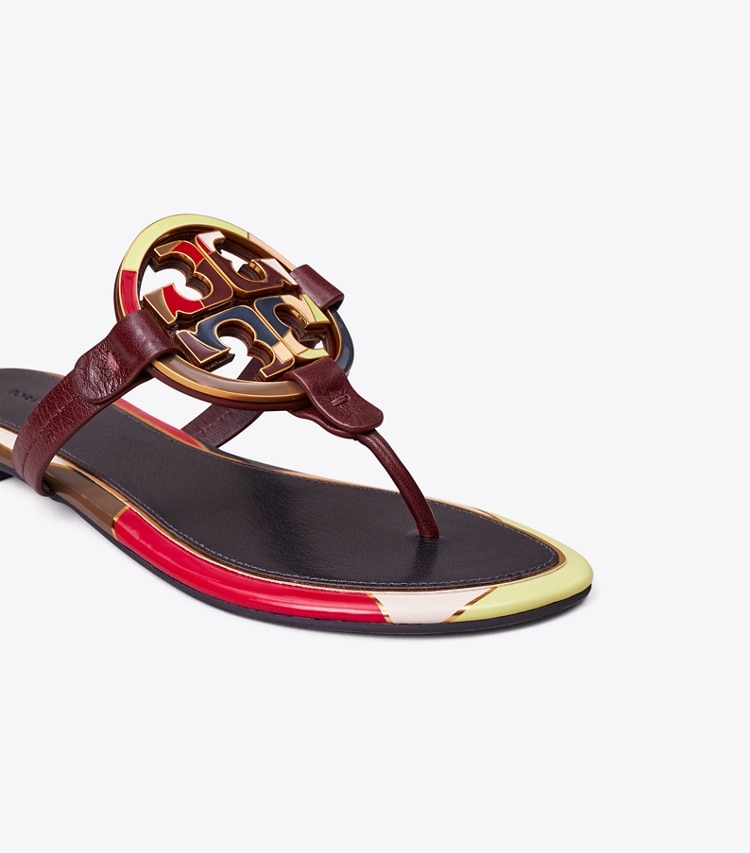 TORY BURCH MILLER ENAMEL LOGO SANDAL - Plum