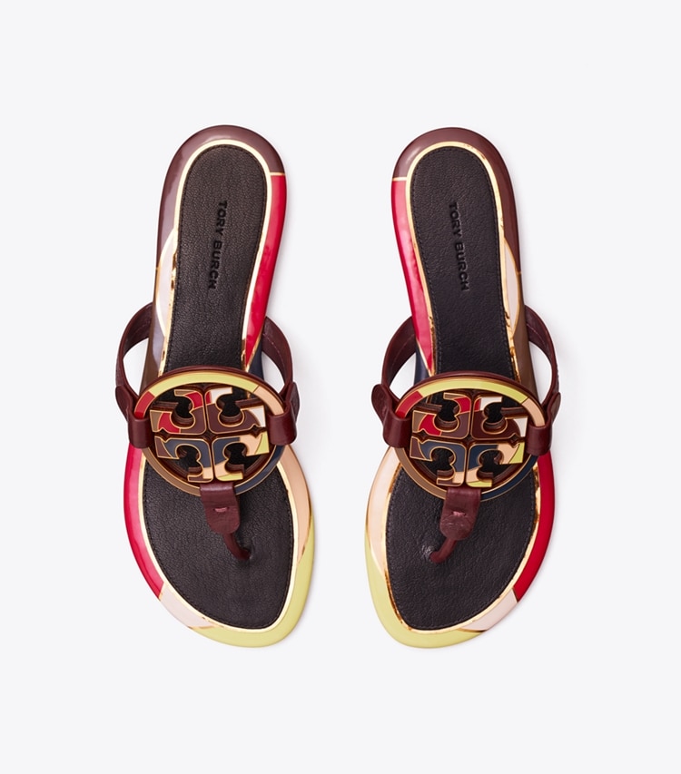 TORY BURCH MILLER ENAMEL LOGO SANDAL - Plum