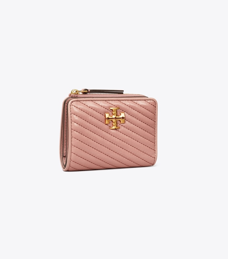 TORY BURCH KIRA MOTO QUILT BI-FOLD WALLET - Pink Magnolia - Click Image to Close