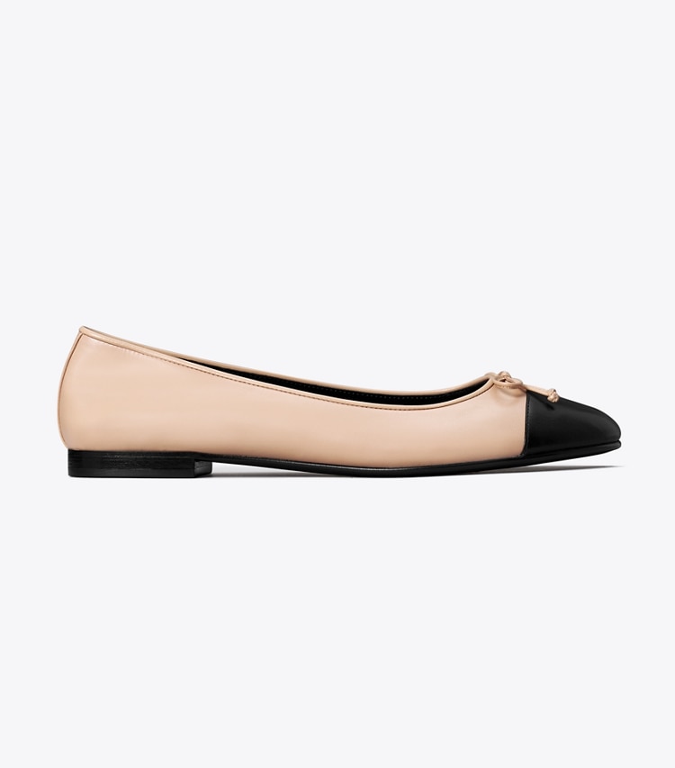 TORY BURCH CAP-TOE BALLET - Shell Pink / Perfect Black