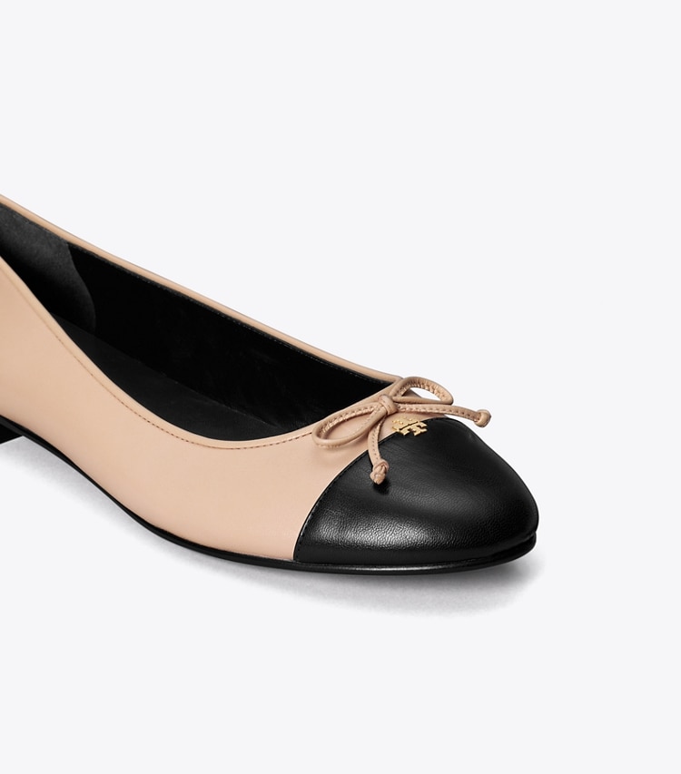 TORY BURCH CAP-TOE BALLET - Shell Pink / Perfect Black