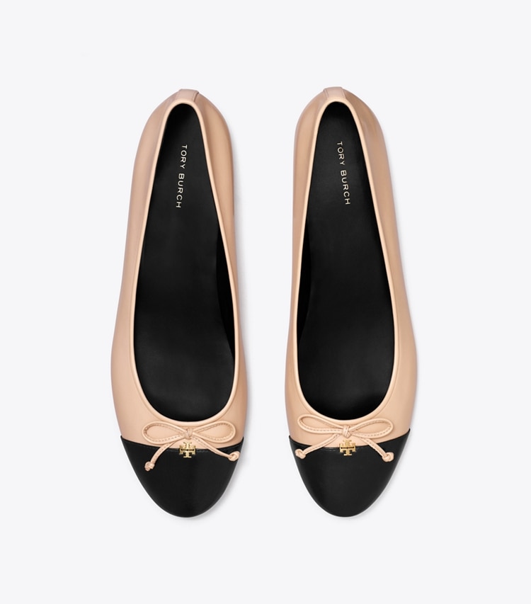 TORY BURCH CAP-TOE BALLET - Shell Pink / Perfect Black