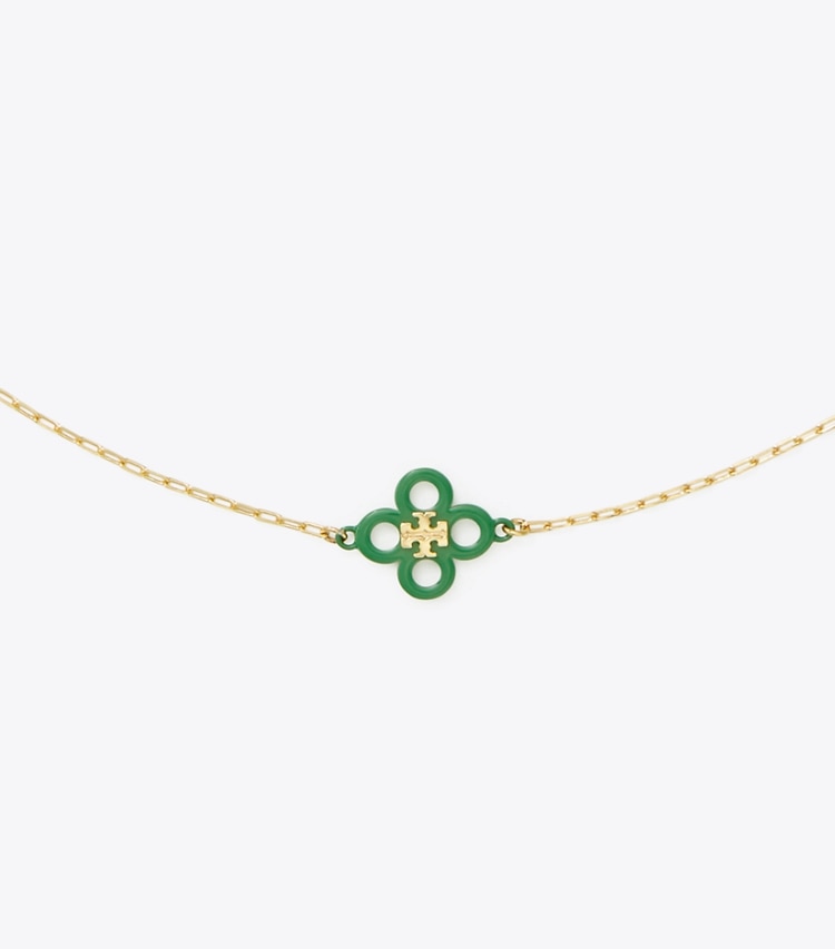 TORY BURCH KIRA CLOVER ENAMEL NECKLACE - Tory Gold / Multi