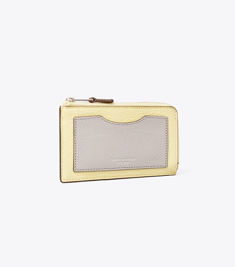 TORY BURCH COLORBLOCK ZIP CARD CASE - Pastel Yellow Multi - Click Image to Close