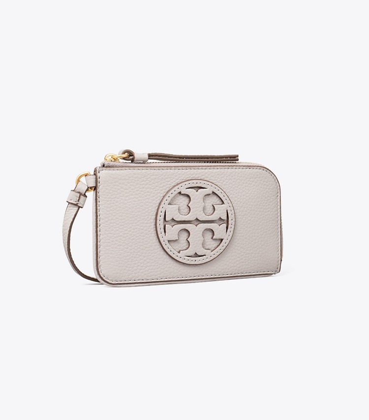 TORY BURCH MILLER ZIP CARD CASE - Bay Gray - Click Image to Close