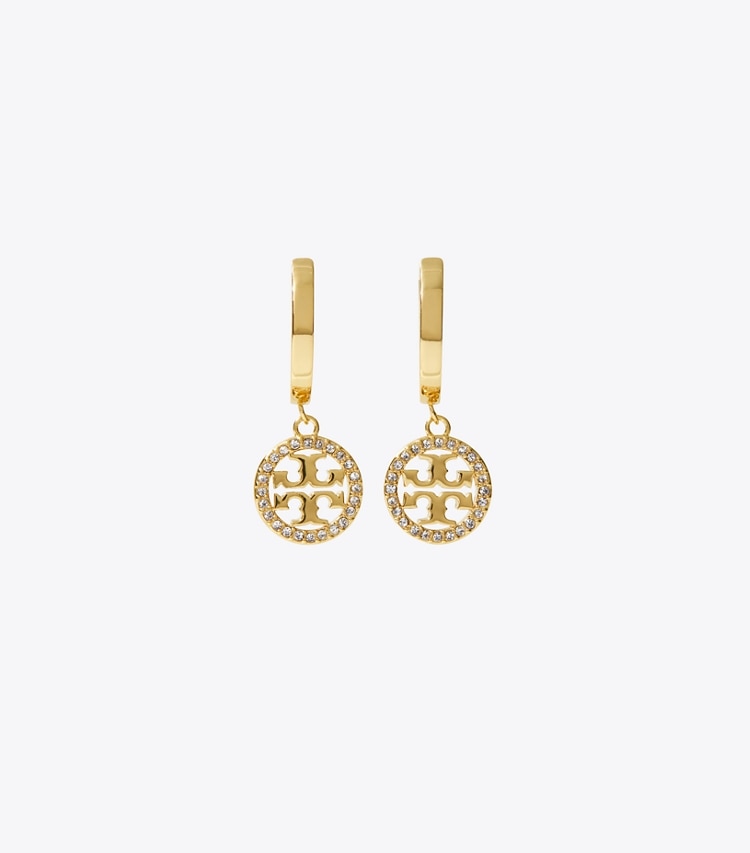 TORY BURCH MILLER PAVe HOOP EARRING - Tory Gold / Crystal - Click Image to Close