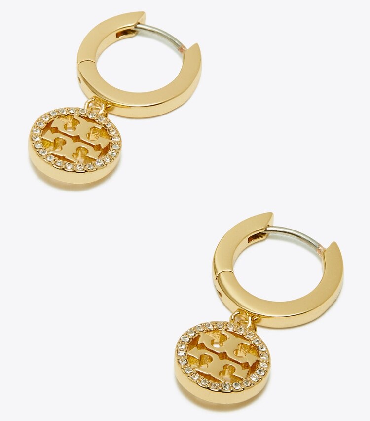 TORY BURCH MILLER PAVe HOOP EARRING - Tory Gold / Crystal