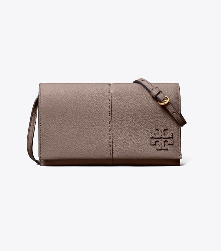 TORY BURCH MCGRAW WALLET CROSSBODY - Silver Maple