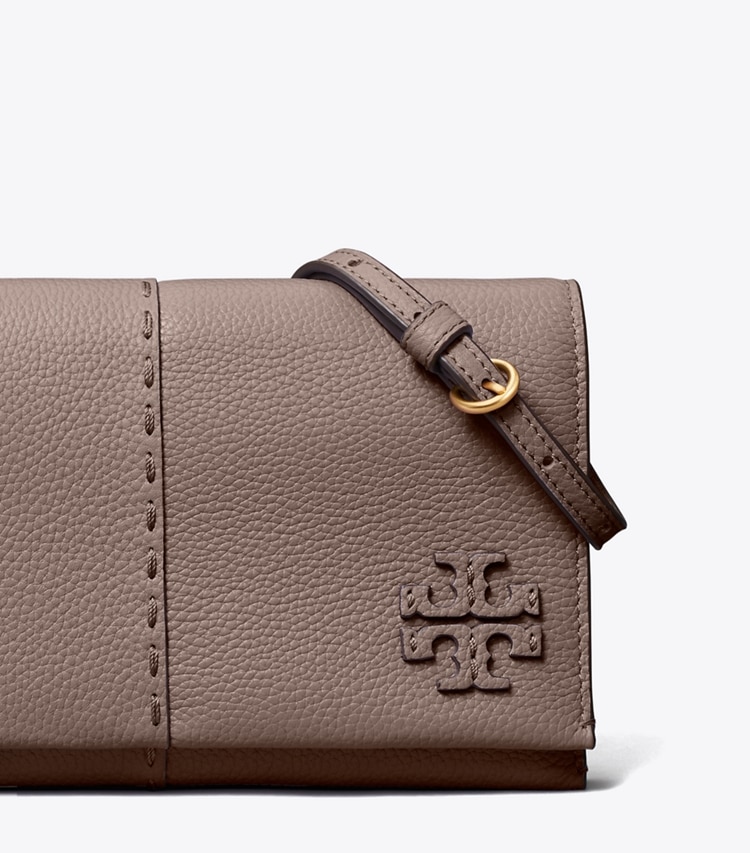 TORY BURCH MCGRAW WALLET CROSSBODY - Silver Maple