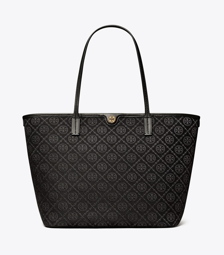 TORY BURCH T MONOGRAM ZIP TOTE - Black