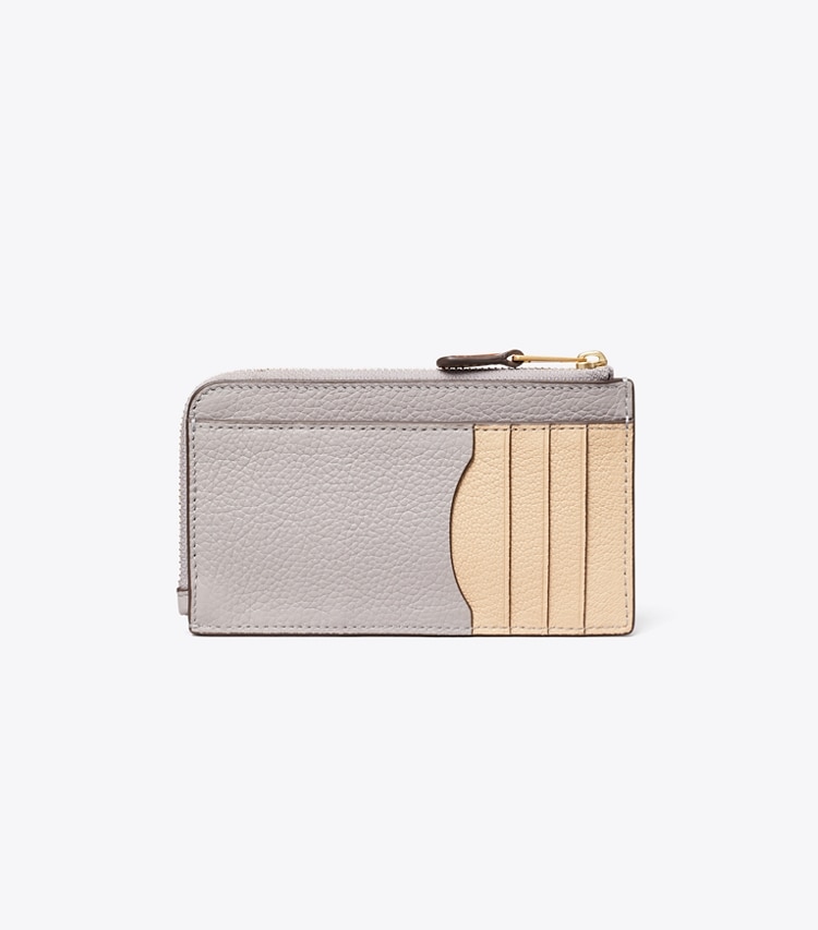 TORY BURCH COLORBLOCK ZIP CARD CASE - Bay Gray Multi