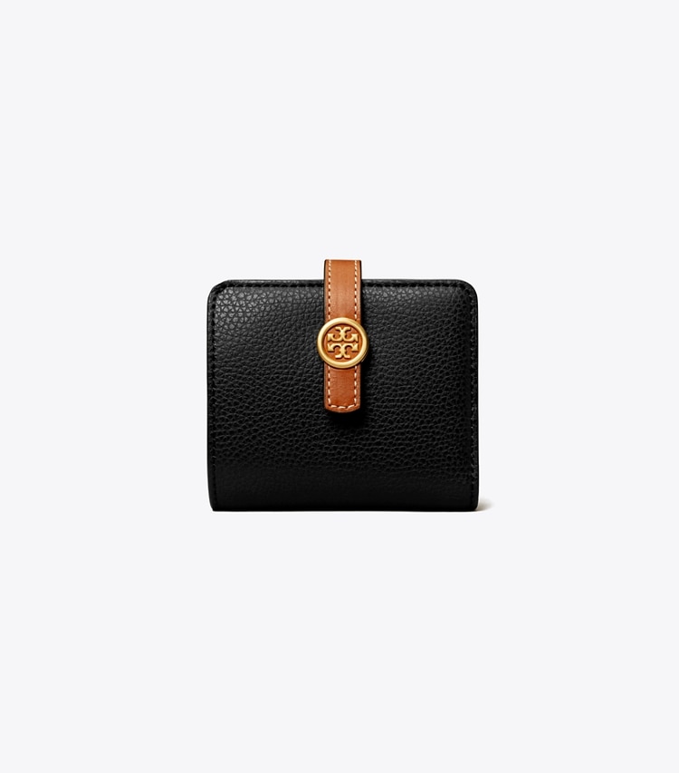 TORY BURCH ROBINSON PEBBLED MINI WALLET - Black