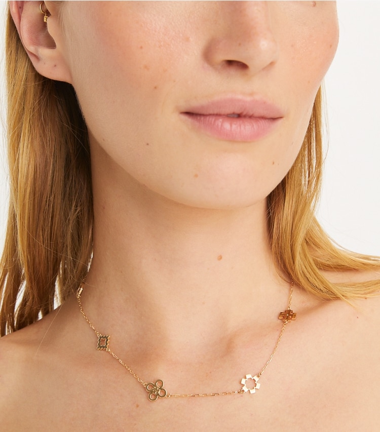 TORY BURCH KIRA CLOVER NECKLACE - Tory Gold