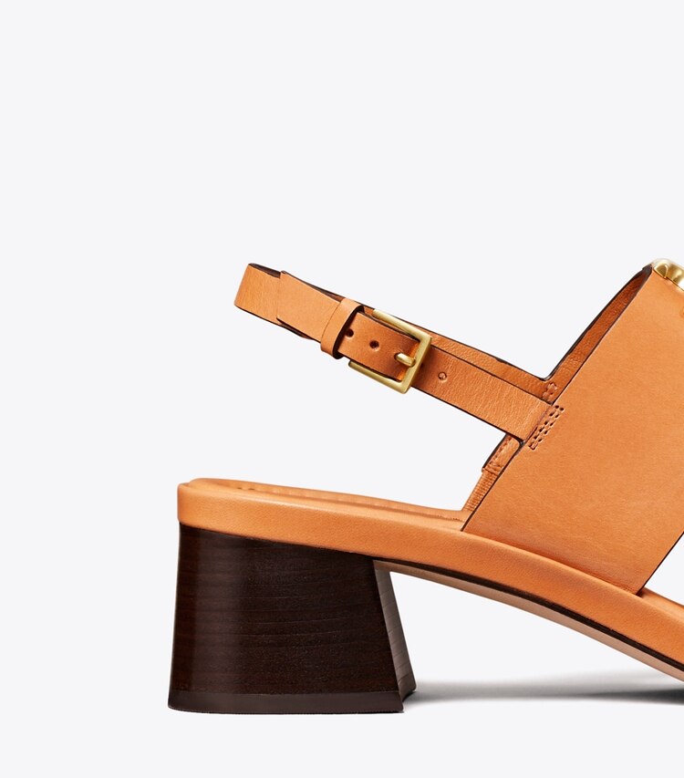 TORY BURCH ELEANOR HEEL SANDAL - Brandy