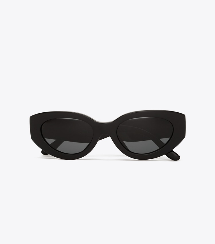 TORY BURCH KIRA CAT-EYE SUNGLASSES - Black/Solid Grey