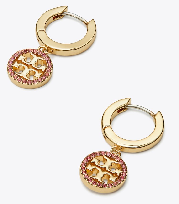 TORY BURCH MILLER PAVe HOOP EARRING - Tory Gold / Ruby