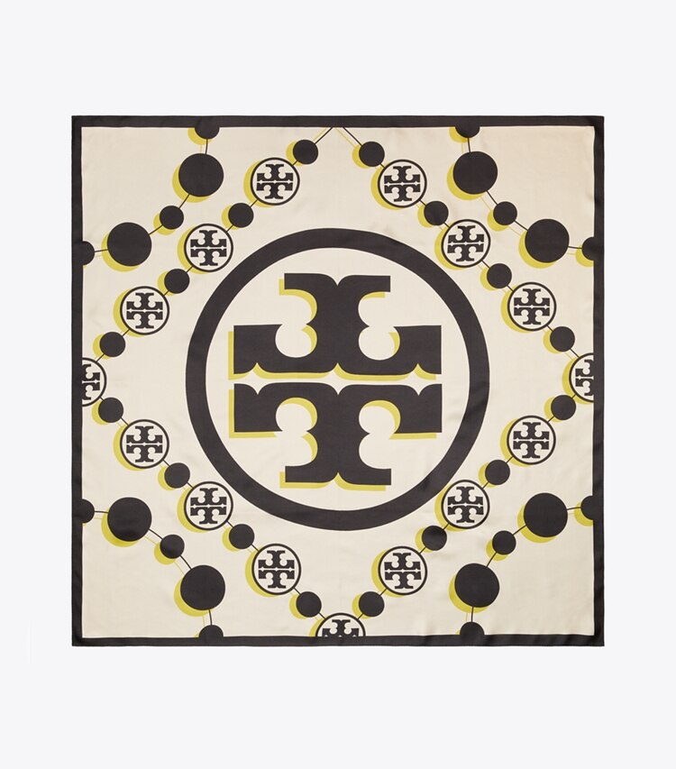 TORY BURCH 3D T MONOGRAM DOUBLE-SIDED SILK SQUARE SCARF - Royal Indigo