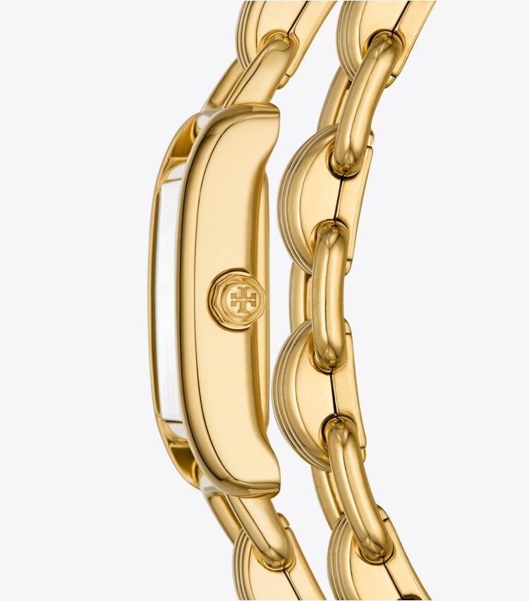 TORY BURCH MINI ELEANOR WATCH, GOLD-TONE STAINLESS STEEL - Ivory/Gold