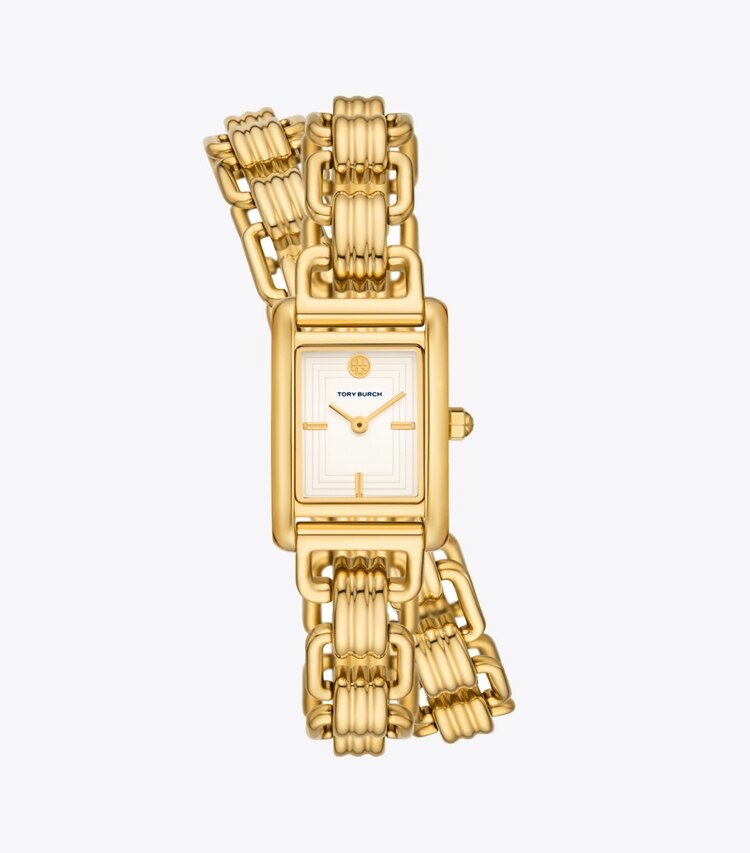 TORY BURCH MINI ELEANOR WATCH, GOLD-TONE STAINLESS STEEL - Ivory/Gold