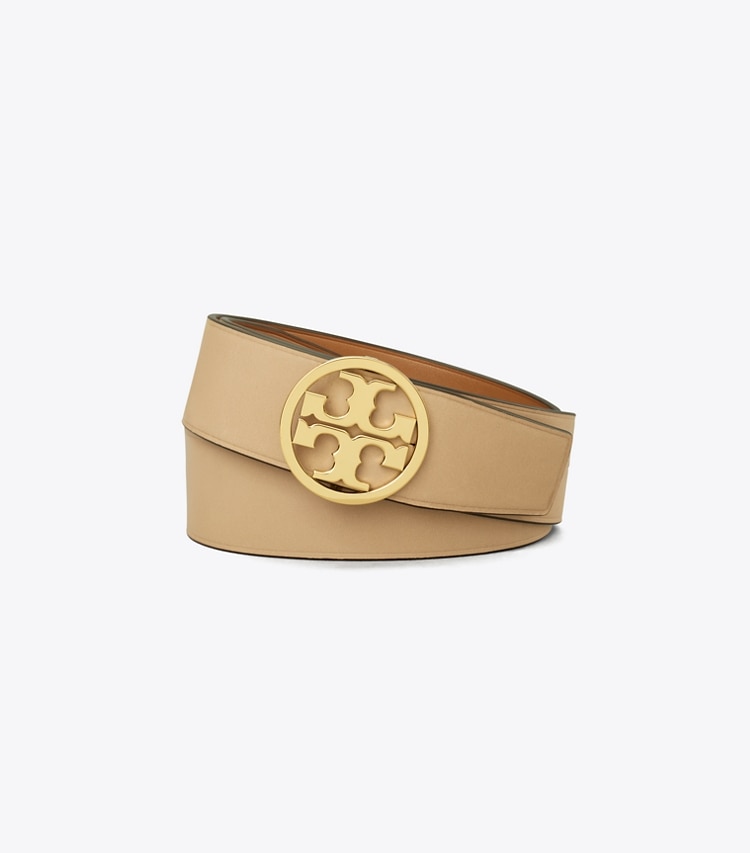 TORY BURCH 1.5"MILLER REVERSIBLE BELT - Earthy Cane / Kobicha / Gold - Click Image to Close