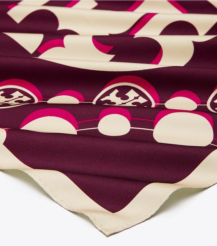 TORY BURCH T MONOGRAM SILK NECKERCHIEF - Evening Wine