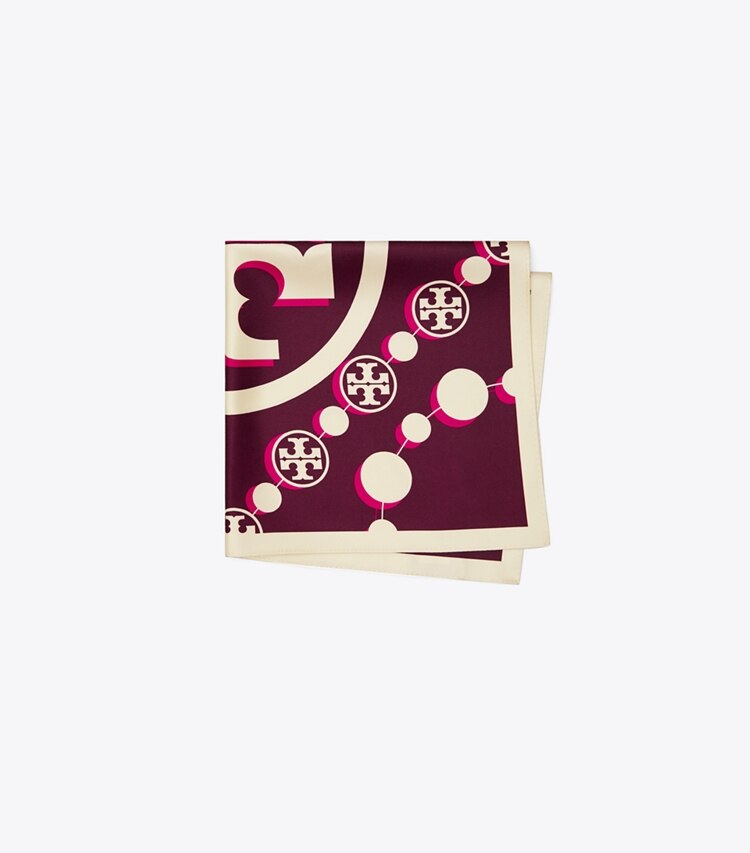 TORY BURCH T MONOGRAM SILK NECKERCHIEF - Evening Wine