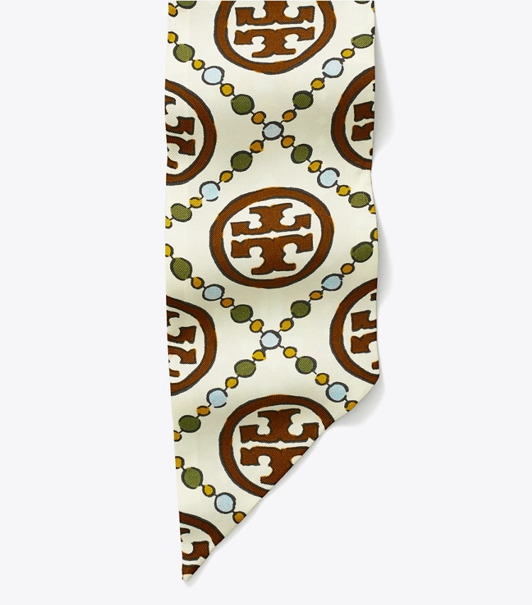 TORY BURCH T MONOGRAM RIBBON TIE - Olive