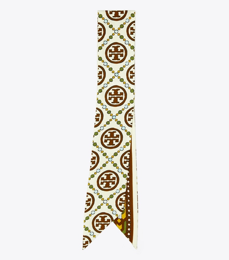 TORY BURCH T MONOGRAM RIBBON TIE - Olive