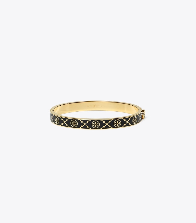 TORY BURCH T MONOGRAM HINGE BRACELET - Tory Gold / Black