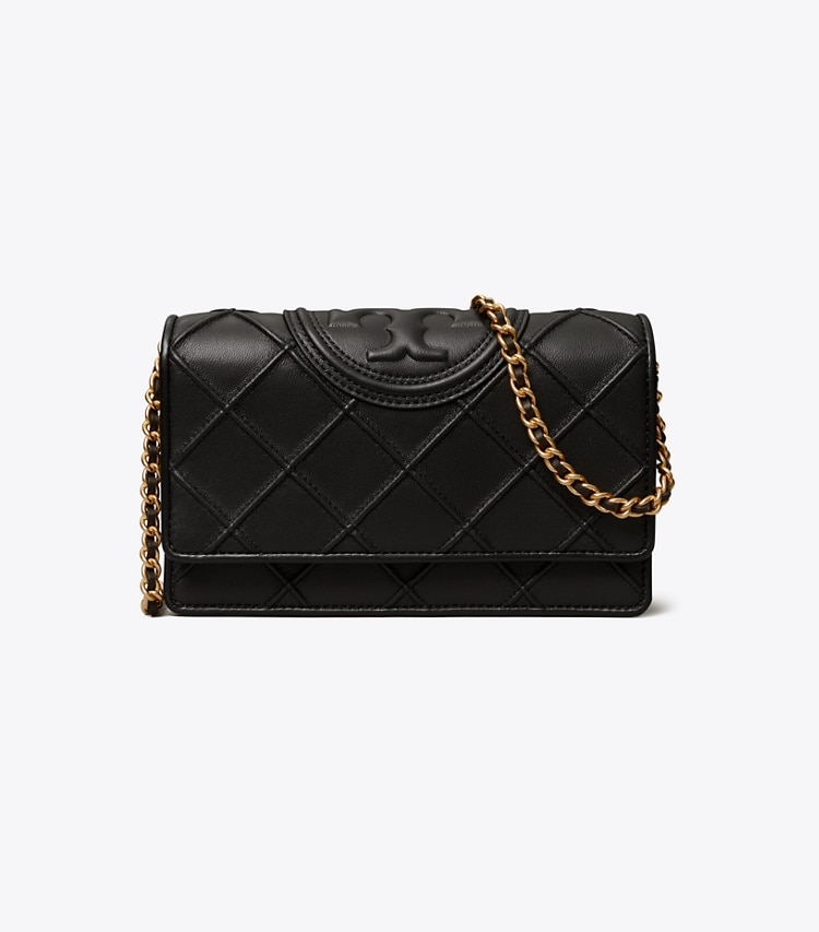 TORY BURCH FLEMING SOFT CHAIN WALLET - Black