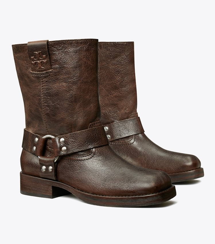 TORY BURCH DOUBLE T MOTO BOOT - Sugar Brown