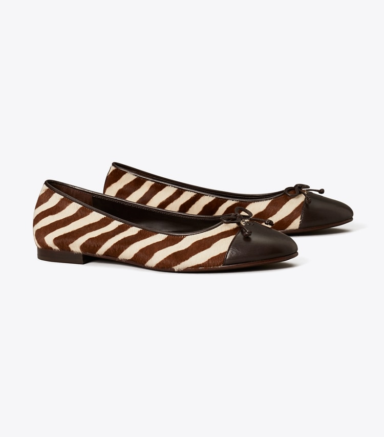 TORY BURCH CAP-TOE BALLET - Zebra / Coco - Click Image to Close