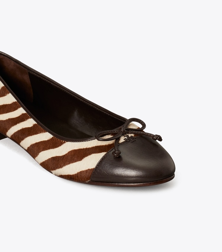 TORY BURCH CAP-TOE BALLET - Zebra / Coco